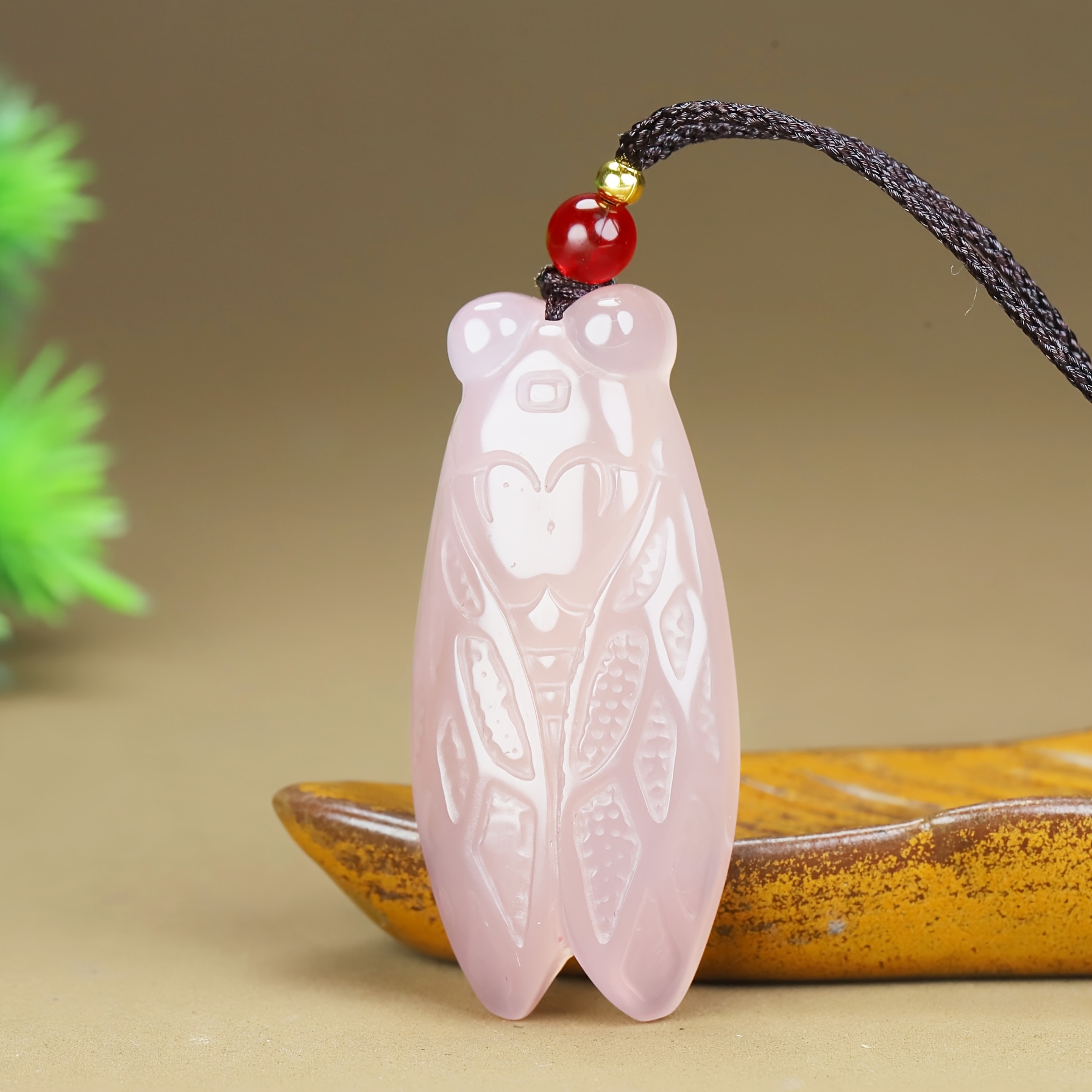 Natural Stone Cicada Pendant, Stylish Accessory
